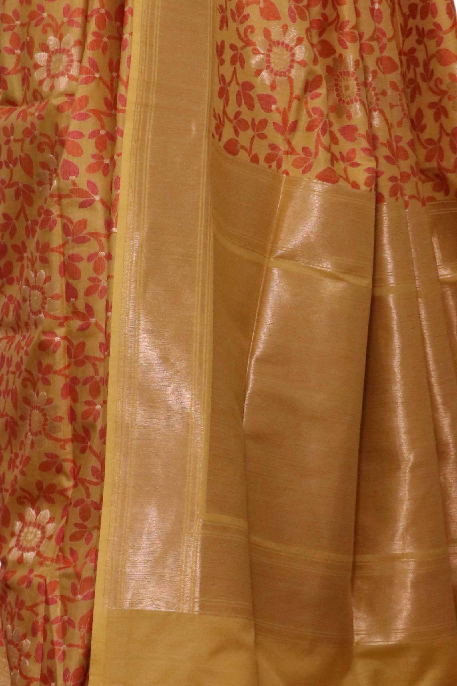 Designer Floral Handloom Tussar Silk Saree AL206533